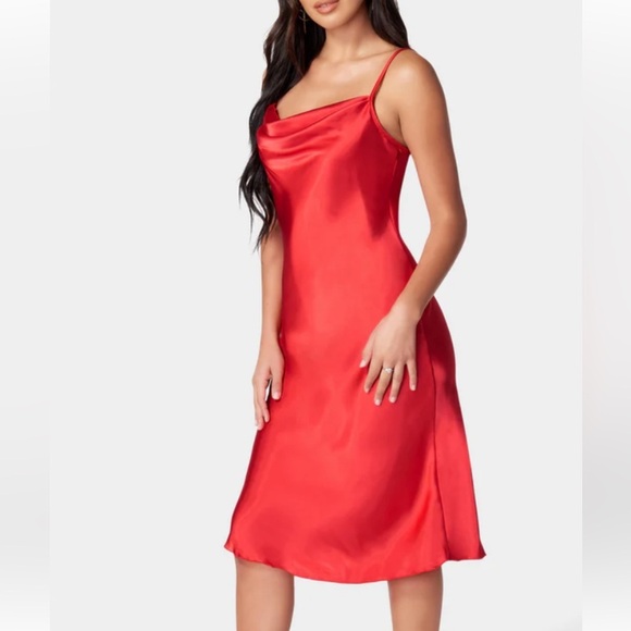 bebe Red Satin Chemise - Picture 1 of 6